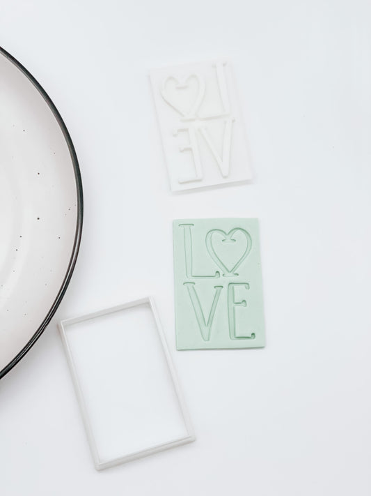 Love Heart Text Cookie Stamp and Cutter