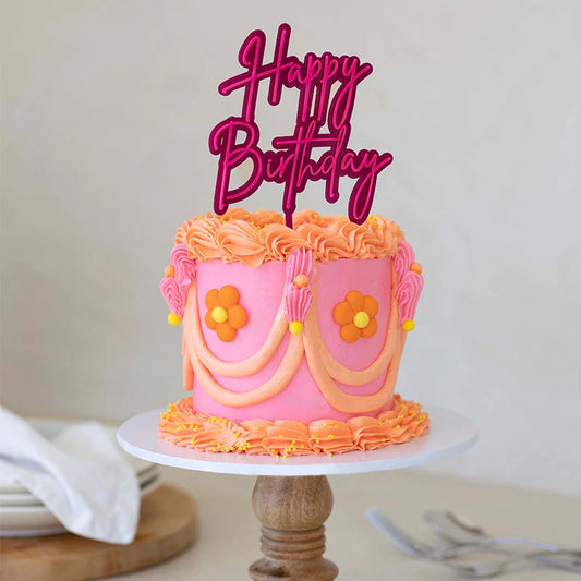 Happy Birthday Topper by Cake & Candle - Pink