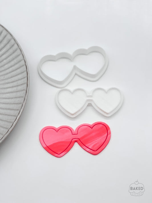 Heart Glasses Cookie Stamp and Cutter