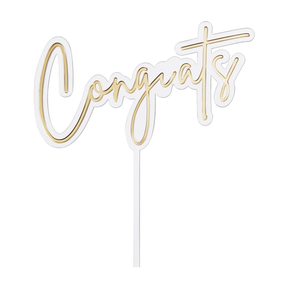 Congrats Topper by Cake & Candle - Gold/Clear