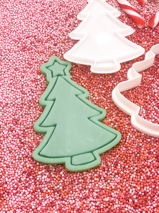 Plain Christmas Tree Cookie Stamp and Cutter