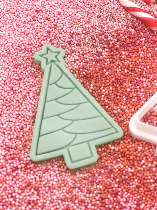 Line Christmas Tree Cookie Stamp and Cutter